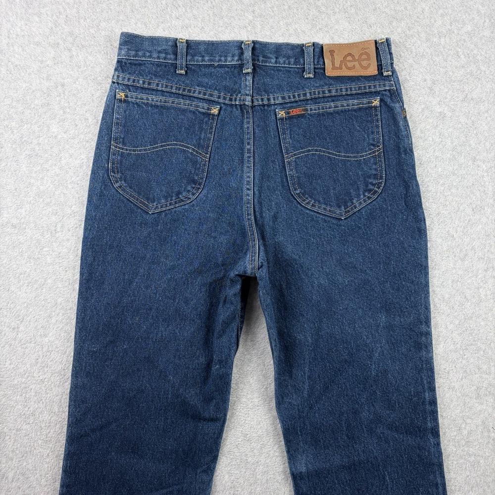 Vtg Lee Jeans Men 34x36 Blue Bootcut USA Union Made 70s 80s Talon Zip Dark Wash - Picture 8 of 14